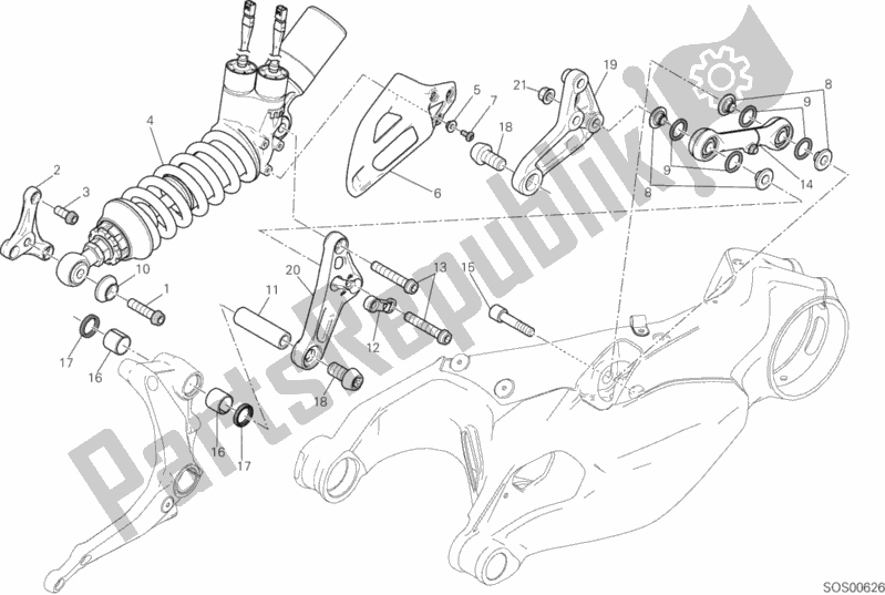 Alle onderdelen voor de Sospensione Posteriore van de Ducati Superbike 1199 Panigale S 2013